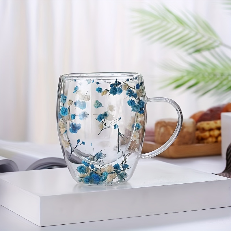 

Floral Double-walled Glass Mug - Heat Resistant, Bpa-free Borosilicate Cup For , All , Best For Christmas, Thanksgiving