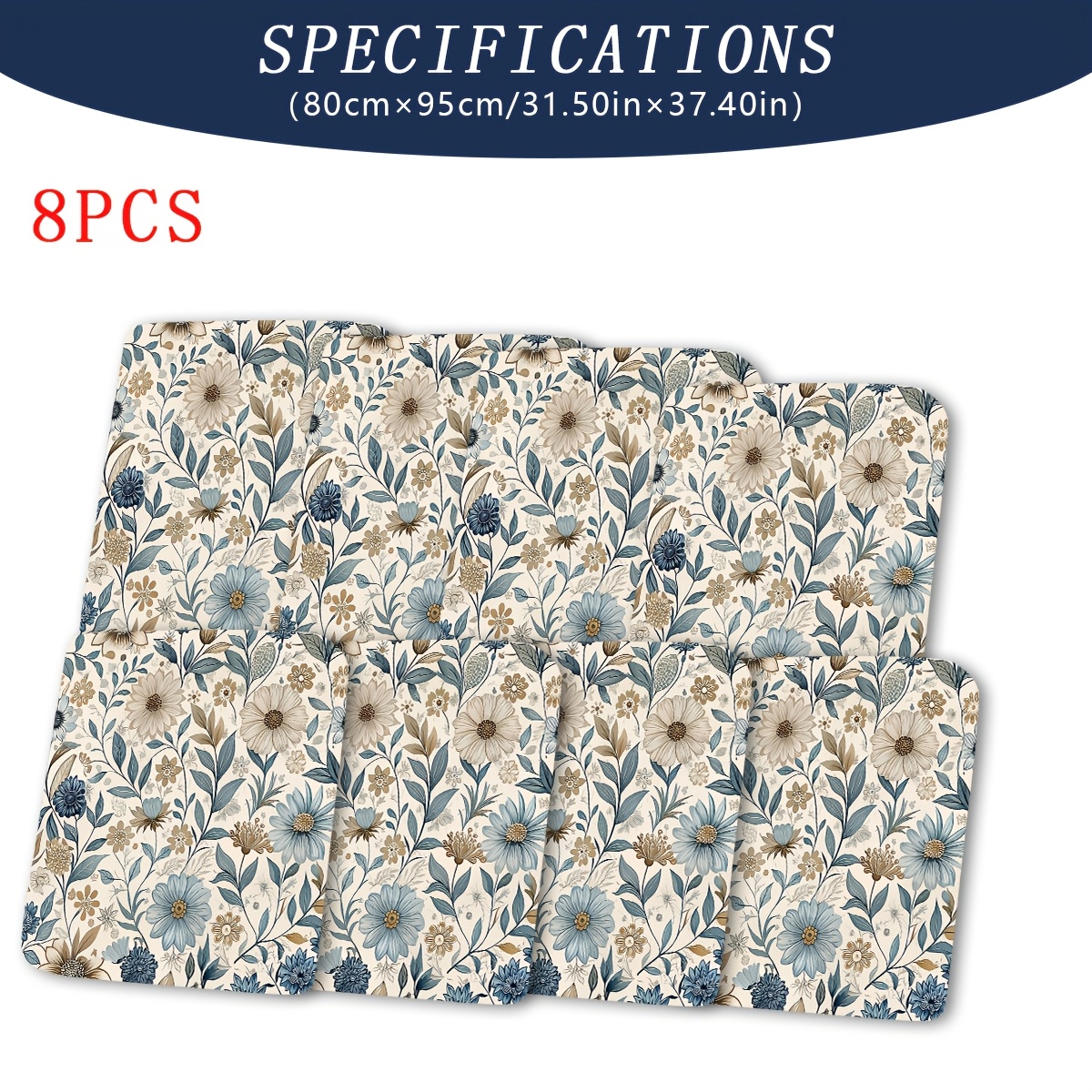 TEMU Housse de canapé d'extérieur universelle toutes saisons extensible, 2/6/8 pièces, imprimé floral champêtre de style français vintage, lavable en