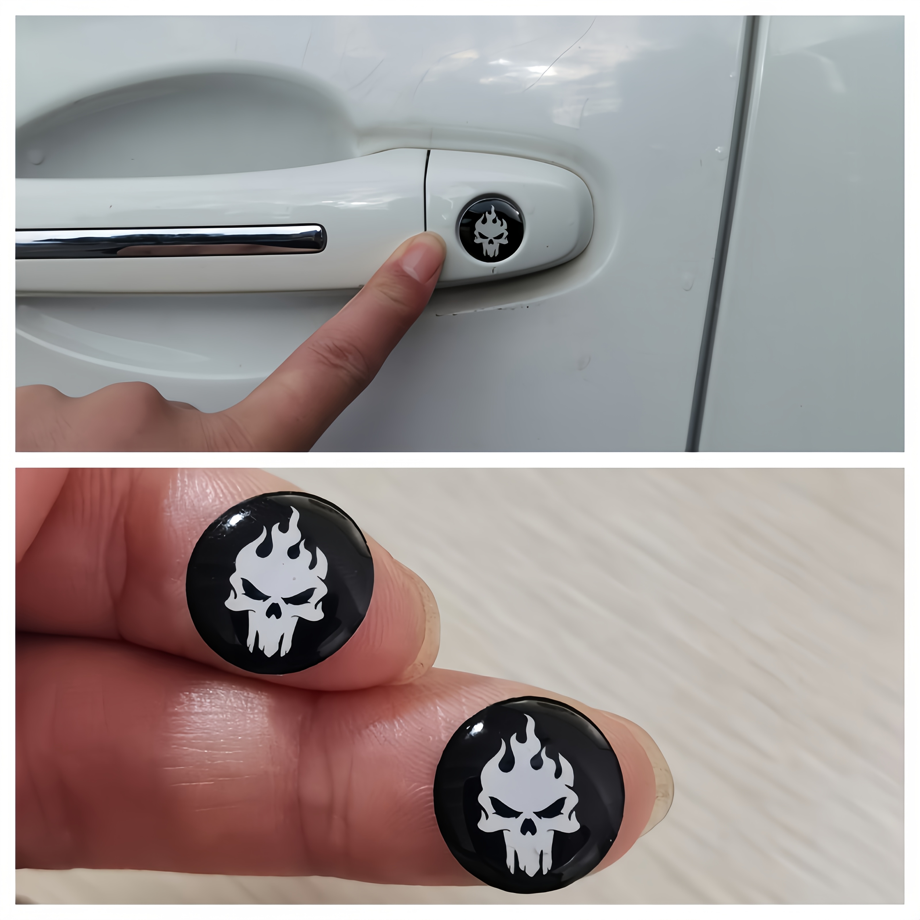 Set Of 2, 14mm 3d Flame Epoxy Decals - Replacement Emblems For Car Keys, Decorative Stickers For Door Lock Holes And Center Console Knobs For Vehicle