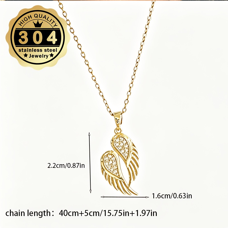 Women's Angel Wing Style Necklace with Synthetic Zirconia