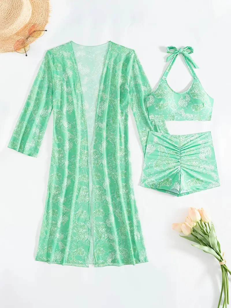 2025 new stylish bikini three piece set with cover up details 21