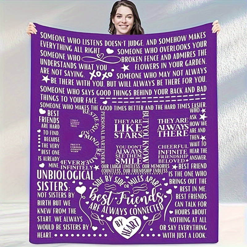 

1pc Gifts For Best Friend, Purple Throw Blanket For Bestie, Bff, Friendship Gifts For Teen Girls, Women, Sister, Soul Sister Gifts