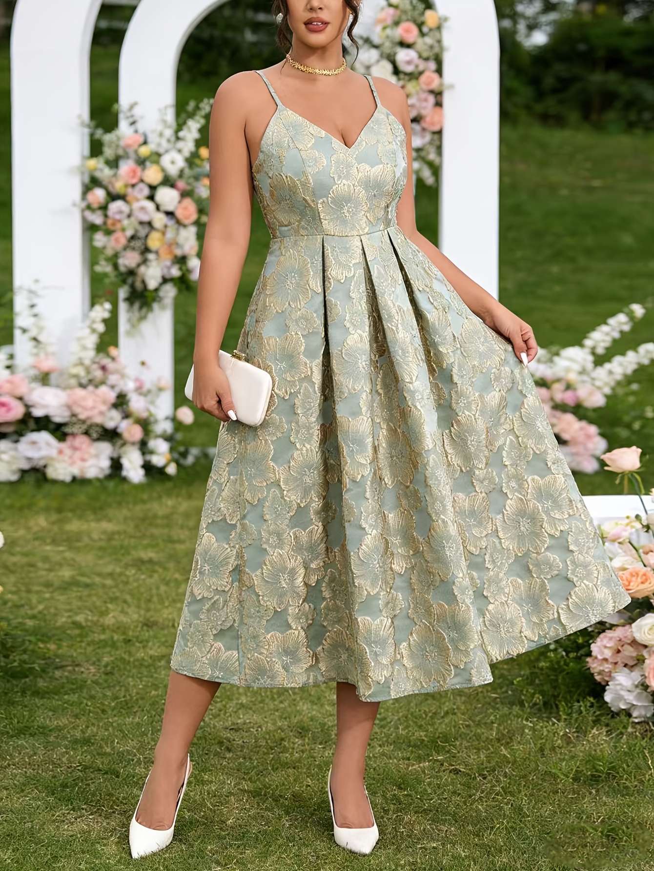 floral formal wedding guest dress One Shoulder Floral Bridesmaid Dress Side Split Formal Wedding Guest Dress  with Pocket