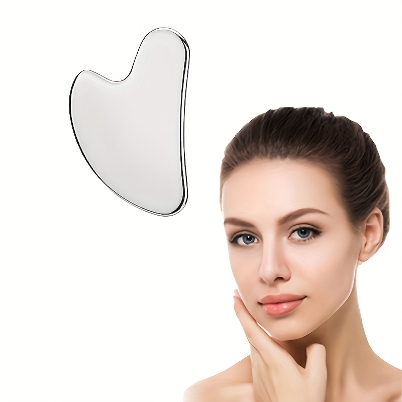 

1pc Ultra-thin Stainless Steel Gua Sha Tool - Heart & Triangle Shaped Facial And Hand Massager For Relaxation, For Skin Care, Facial Massage Tool | Sleek Metallic | Stainless Steel Tool