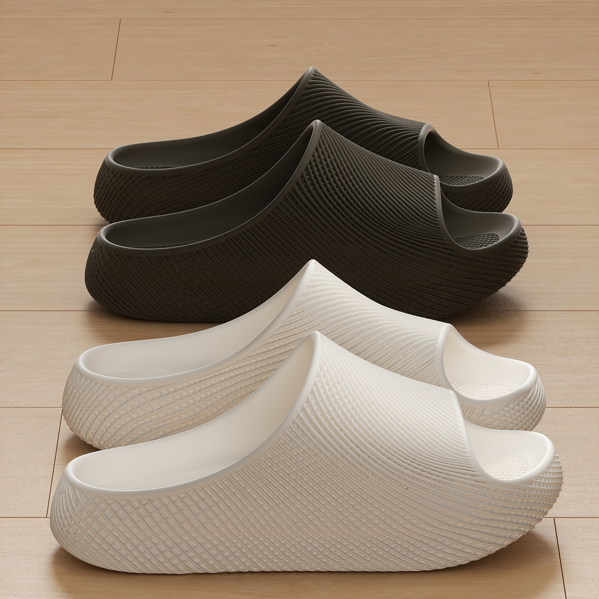 Men's Quick-Dry Breathable Slip-On Slippers Suitable for Indoor/Outdoor - Lightweight Sole, Textured Casual with Round Toe, Minimalist Streetwear for Home, Travel & Urban Adventures
