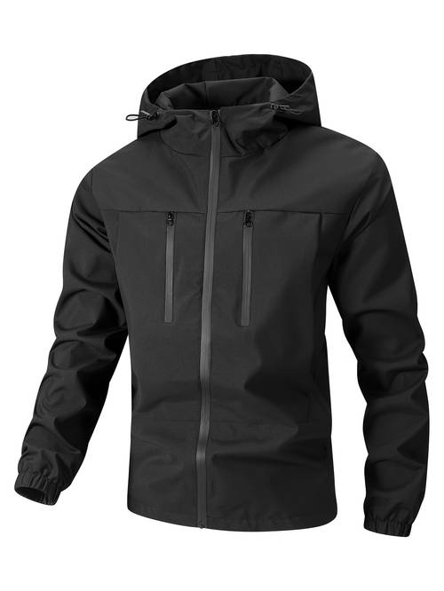 mens new jacket for spring and autumn casual sports outdoor zippered pockets with a hood design