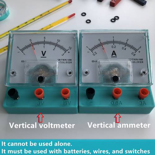 stem simulated ammeter physics equipment folding ammeter ammeter rectangular panel installation 2 5 grade 0 6a 3a voltmeter 3v 15v physics teaching tools school classroom equipment teacher auxiliary tools