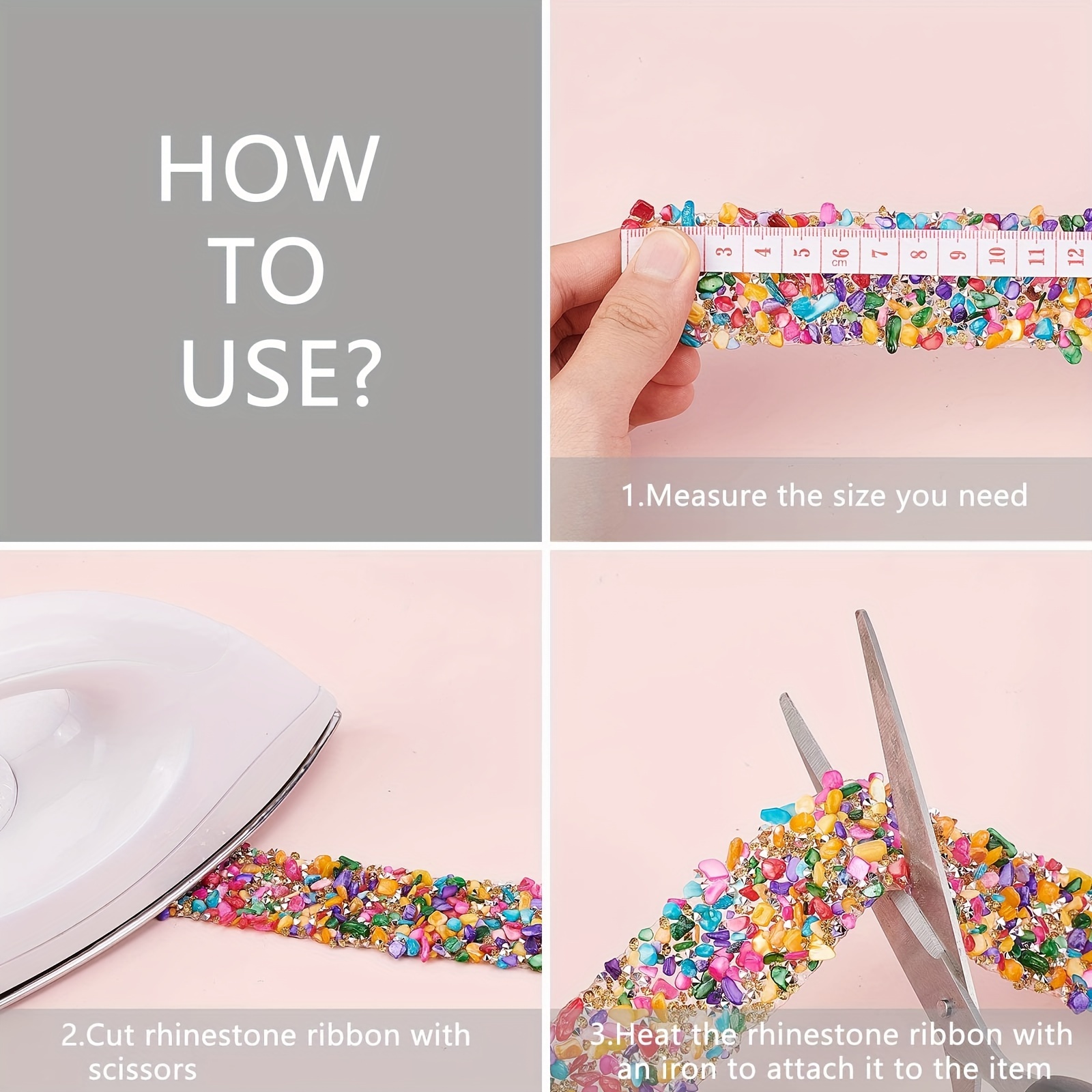 2m long mixed color rhinestone ribbon trim glass crystal rhinestone chain for diy fashion clothing shoes bags and packaging decoration details 3