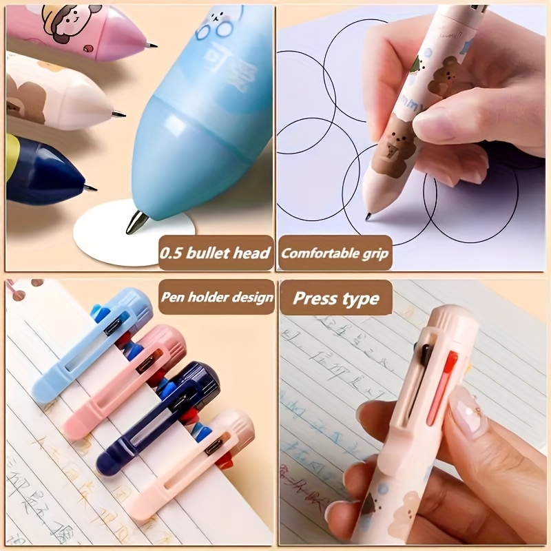 6 piece cute cartoon retractable ballpoint pens 10 color set with soft silicone 3d tips for   switching vibrant colors for hand lettering painting   art projects hand lettering tool artistic drawing pen   design fun stationery smooth writing pen silicone tip pen fine tip pen multicolor pen artists students Product details 4