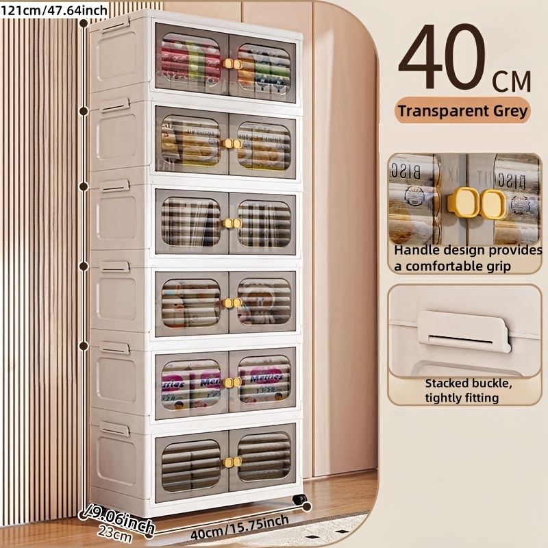 1pc Foldable Household Storage Room Storage Container Kitchen Junk Snack Shelf Folding Storage Box, Under-bed Storage