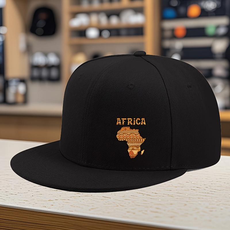 TEMU Casquette Snapback à Imprimé Afrique pour Homme et Femme - Casquette de Baseball à Visière Plate Réglable avec AFRICA, Légère, Adaptée pour