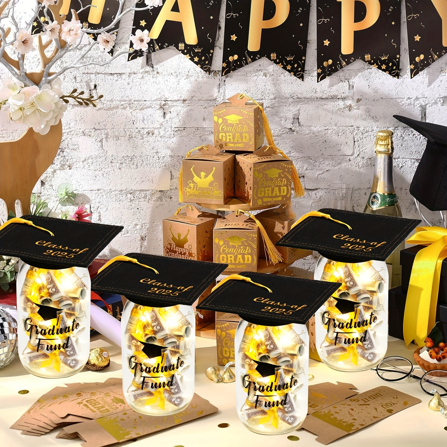 VANDOULUM Graduation Money Cake - 3 Tier Fake Cake For Cash Gift, Class Of 2025 Graduation Party Decor & Centerpiece