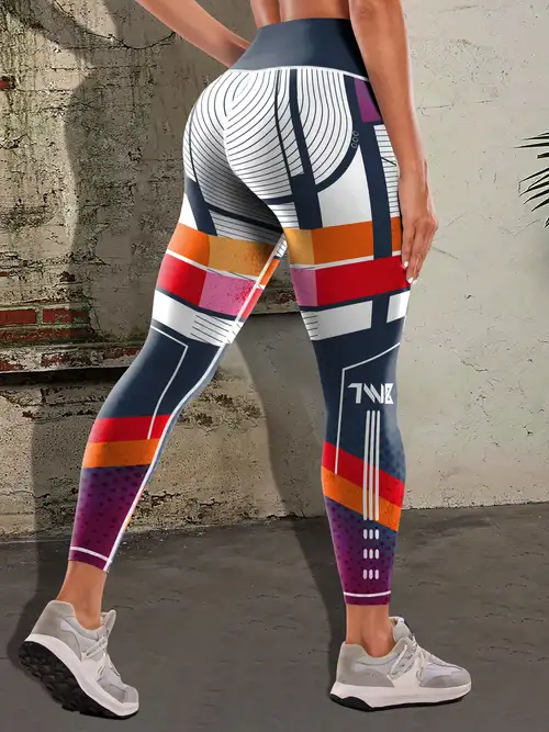 Women's Color Block Spandex Workout Geometric Print Leggings – For Her  Fitness