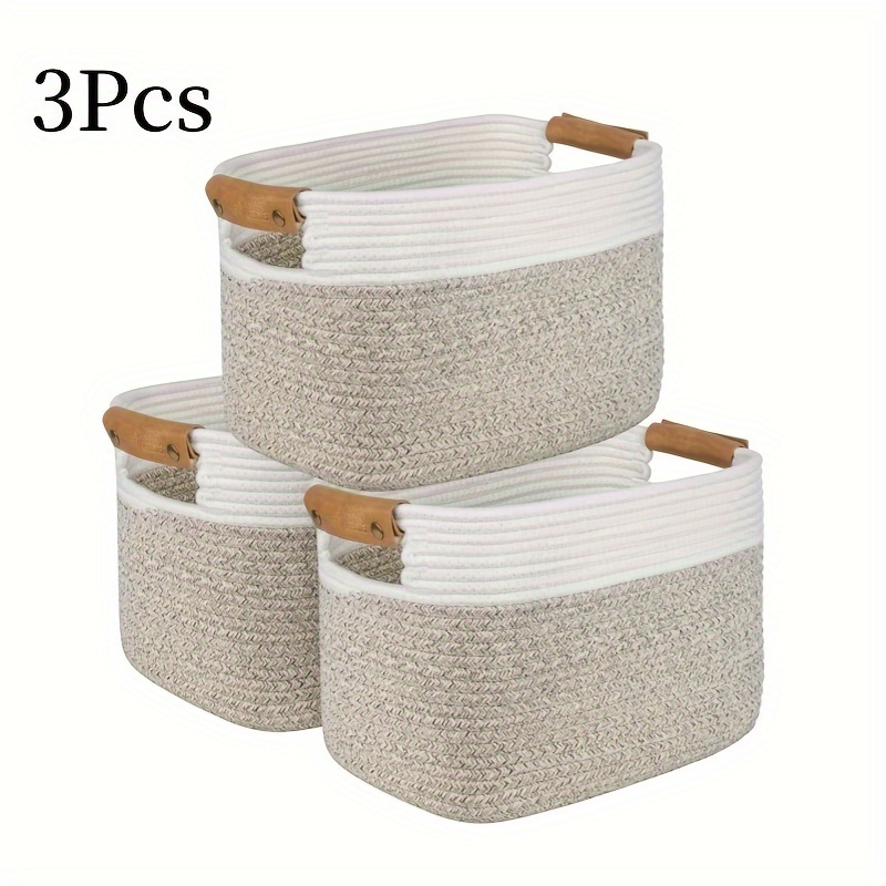 

3pcs Aivatoba Cotton Rope Basket, Storage Basket For Organizing, Woven Basket With Handles, Organizing Baskets For Living Room