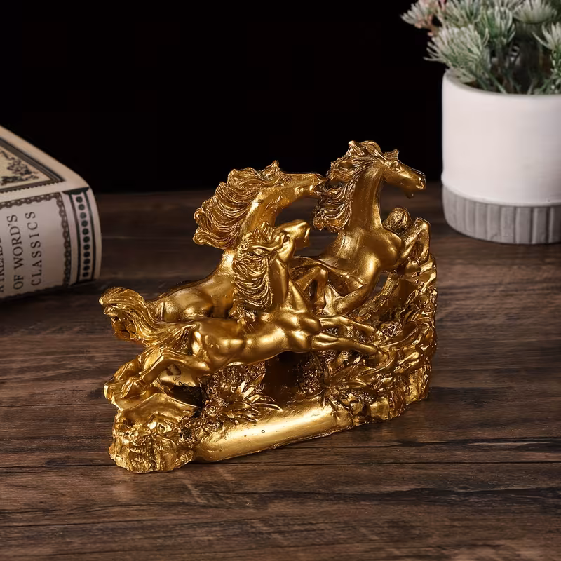 a decorative resin piece featuring three magnificent horses Product details 4