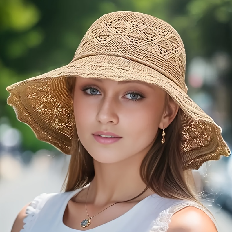 elegant womens sun hat breathable foldable wide brim beach hat with upf protection hand washable summer large brimmed travel sunshade hat Product details 1