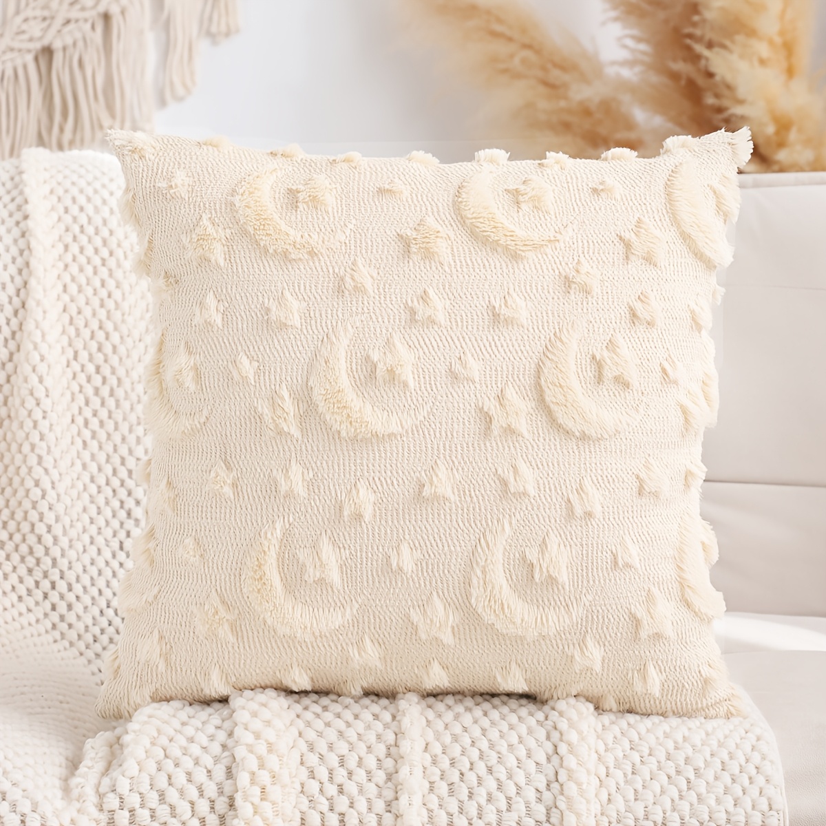 1 Ramadan-inspired Decorative Throw Pillow Cover With & Star Embroidery - Soft, Plush Polyester, Zippered, Hand Wash Only - Ideal For Living Room Sofa