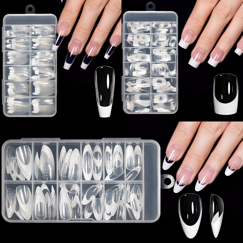 120 Stck Full Cover Soft Gel Nagelspitzen, French Almond, Coffin, Kurze  Quadratische Nagelspitzen fr Gel X Ngel, 12 Gren, Klare & Weie French  Nagelkante Acryl Falsche Ngel, Vorgeformt, Falsche ...