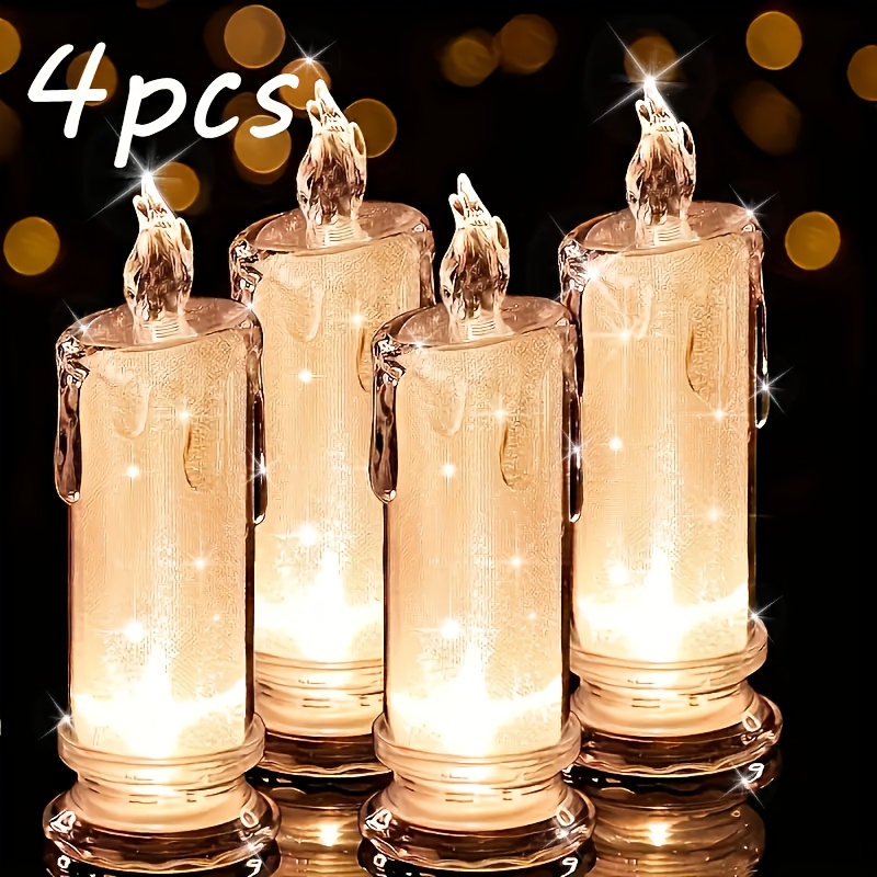 4-Pack LED Flameless Candles with Batteries, Perfect for Halloween Decorations, Christmas, Family Gatherings, Candlelit Dinners, Valentine'S Day, Weddings, and Bedroom Décor, Led Candle