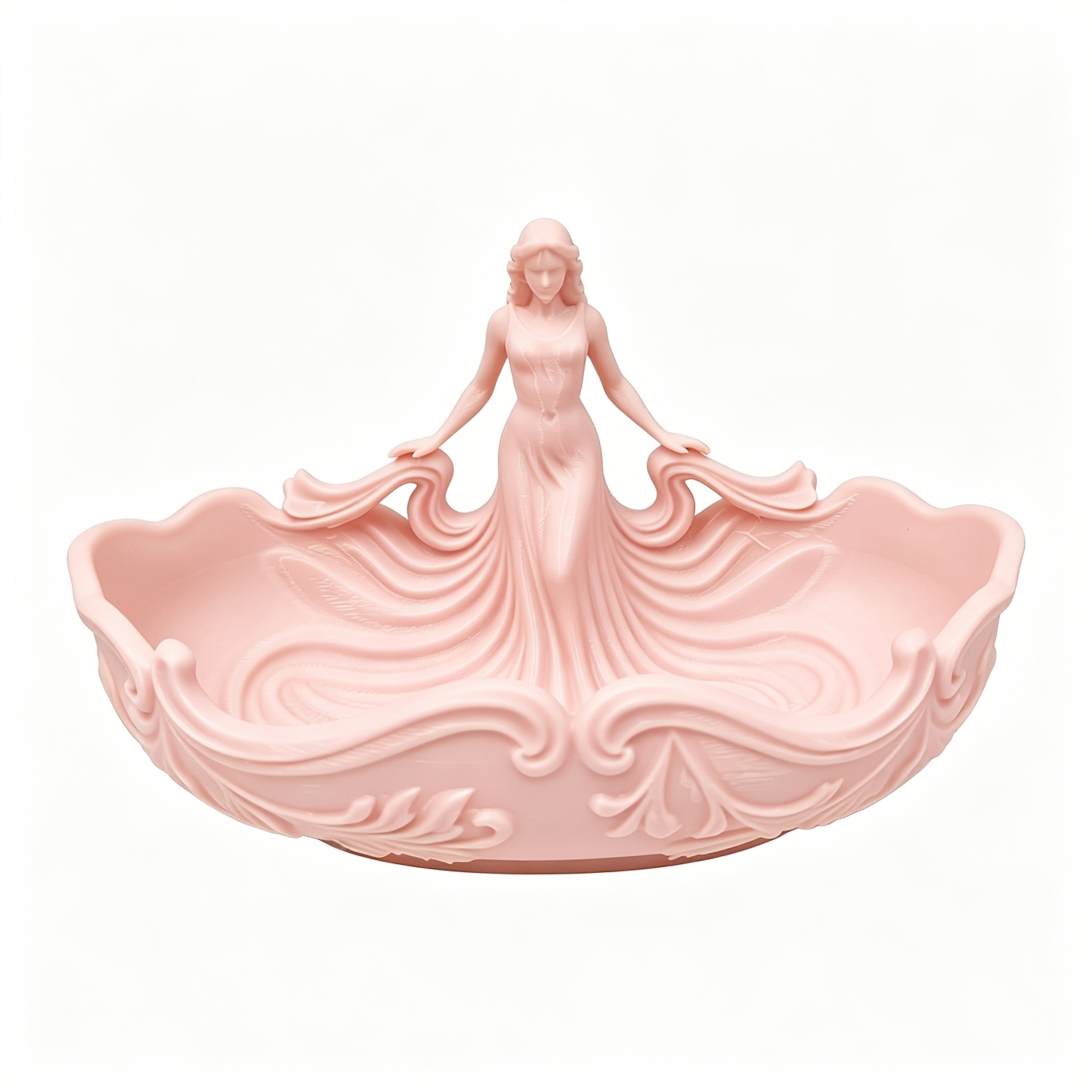 TEMU 1pc Pink Goddess Figurine Trinket Bowl, Decorative Vanity Jewelry Holder Dish, Organizer For Cosmetics Keys Small Accessories, Home Desktop