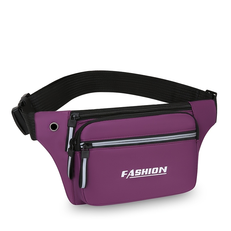 TEMU Durable Oxford Cloth Women's Waist Bag, 6 Colors, Multi-zipper Large Capacity Belt Bag For Sports & Daily Use