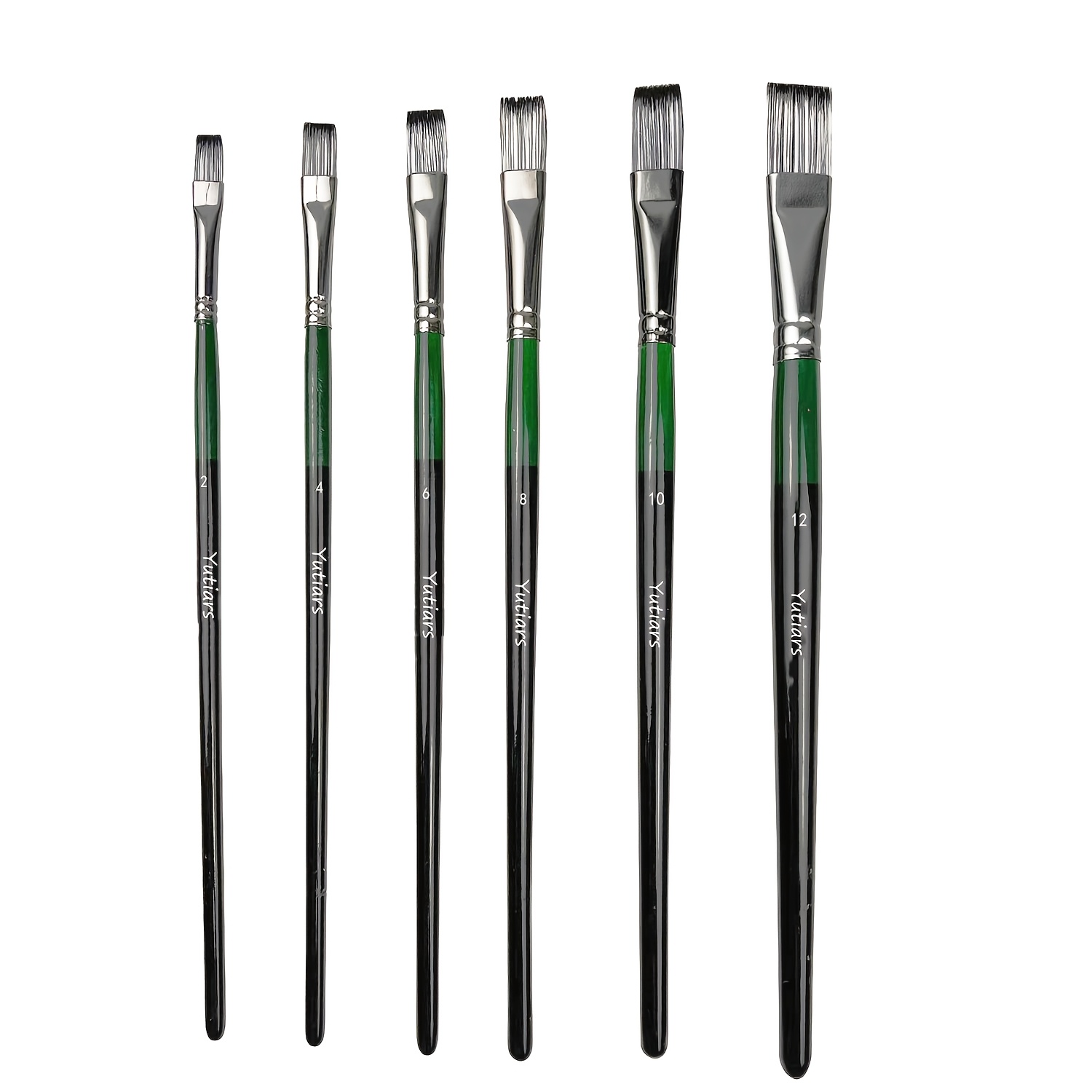 TEMU Yutiars Professional Flat Artist Brush Set 6pcs Painting Brushes For Watercolor Acrylic Gouache Oil Tempera Art Supplies