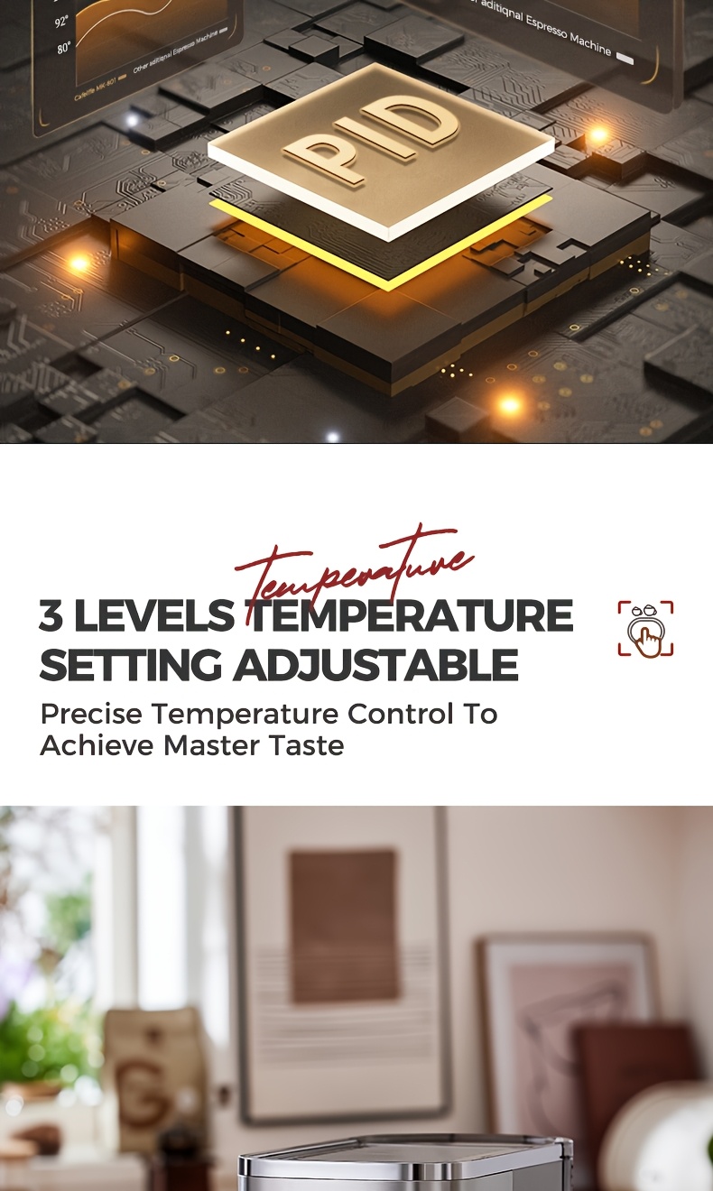 CAFELFFE Semi-Automatic Espresso Machine MK801 with Automatic Milk Frothing System, One-Touch Operation for Espresso, Latte & Cappuccino, 20BAR High Pressure, 1.3L Water Tank & 0.7L Milk Tank, Self-Cleaning Function, 1350W Power, 220-240V, Italian Semi-Automatic Coffee Maker with Digital Display & Temperature Control, Compact Design for Home & Office Use, Ideal for Coffee Lovers & Small Businesses, Cappuccino Machine, Latte Brewing, Modern Espresso, Sleek Coffee Maker, Durable, Coffee