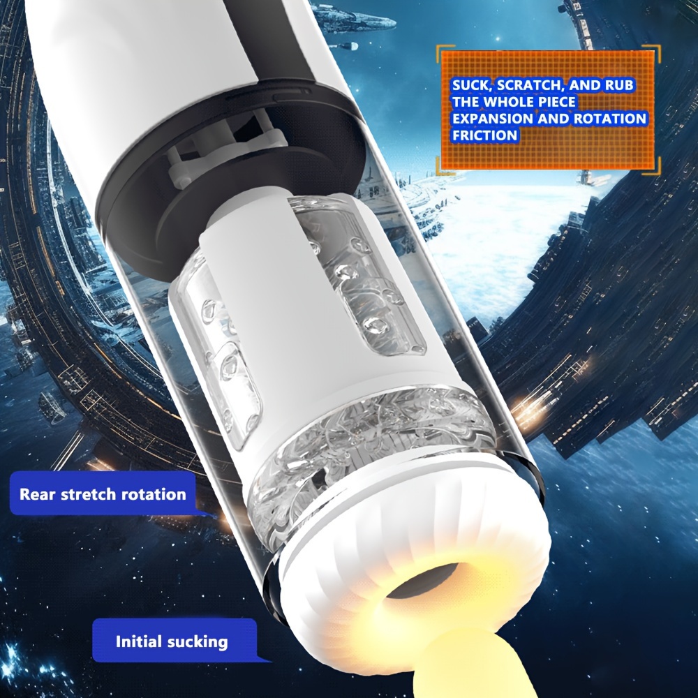 1pc Automatic Sucking Male Masturbator, 3 In 1 Male Stroker With 10 Vibration & 4 Suction & One-Click Climax, Adult Sex Toy With 360°-Wraparound-Airbags, Blowjob Toy Mens Adult Male Sex Toys For Men