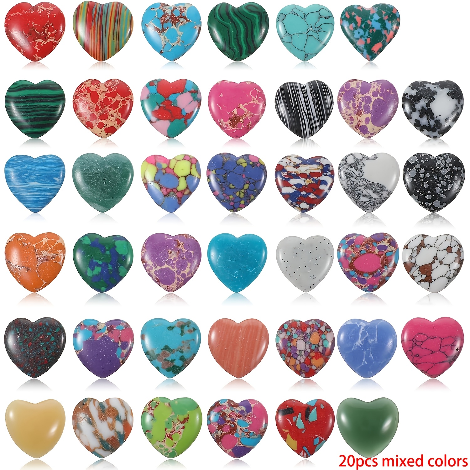 TEMU 20pcs Heart-shaped Stones, Heart-shaped Crystals, Loose, 0.8-inch Gems, Assorted Natural -shaped Crystal Sets, For Decoration And Gifts,