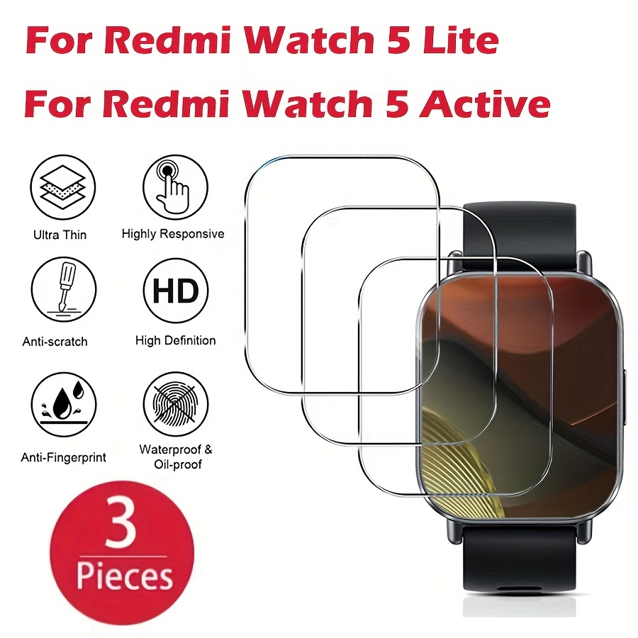 

3pcs Screen Protector For Redmi Watch 5 Active - Scratch-resistant Tempered Glass, Anti-fingerprint, Waterproof, Oil-proof, High Definition Clarity