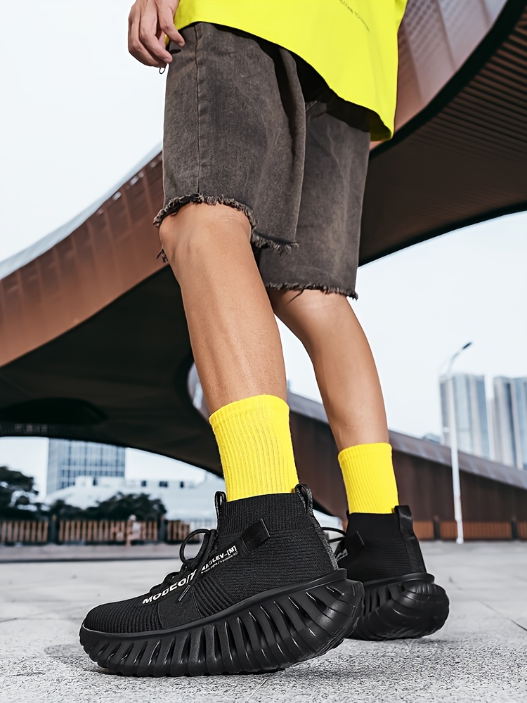 Men's Lightweight Sneakers - Non-Slip MD Sole, Breathable Sneakers for Gym, Running, Walking - All-Day Comfort Slip/resl Closure - Neon Yellow & Black Accent - Casual & Formal Shoes - Durable Lightweight Design for Everyday & Special Events, Outdoor Walking, Sporty Look, Supportive Sole, Versatile Footwear, Fitness Enthusiasts