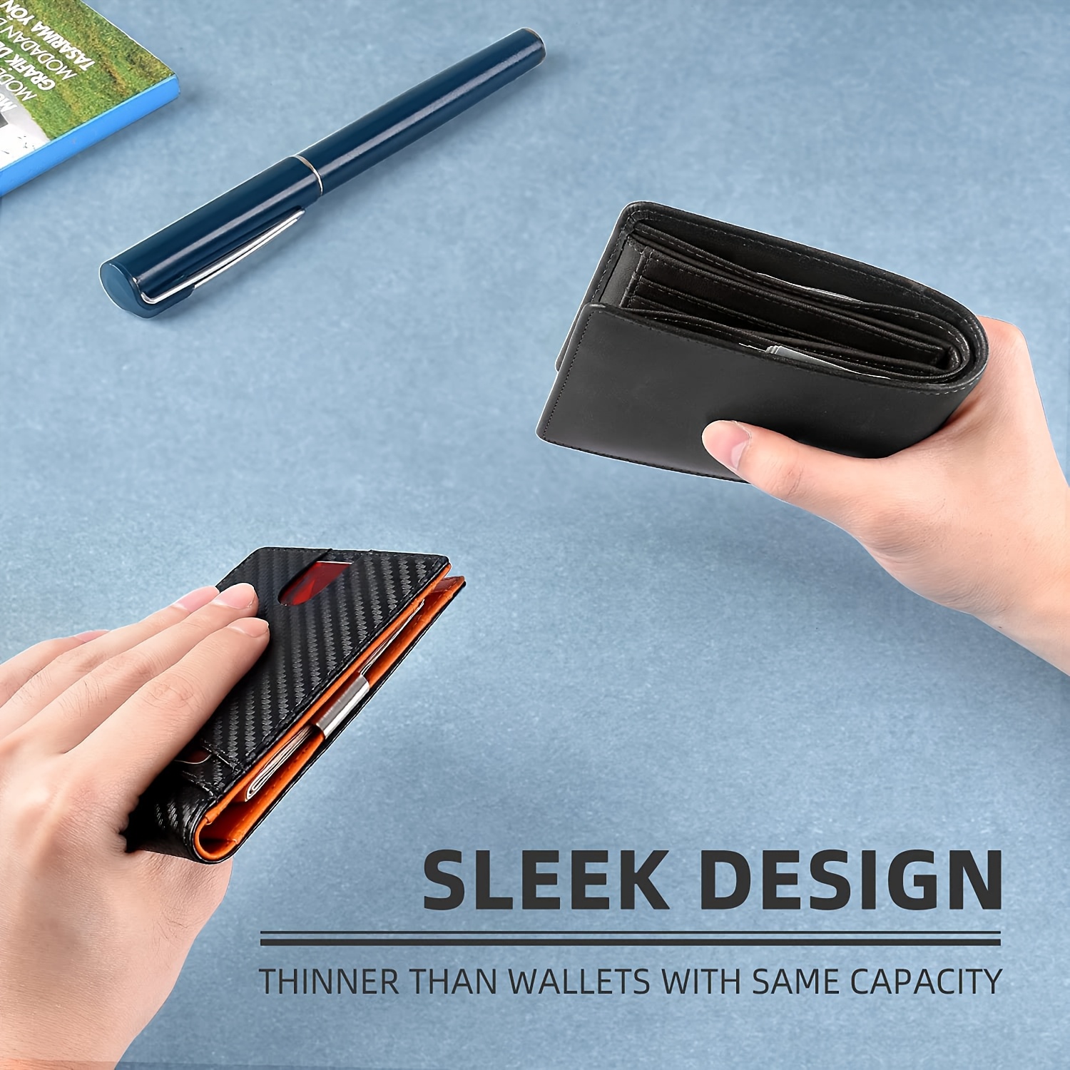 Cartera para hombres con bloqueo RFID de 12 ranuras - Cuero falso negro, Diseño antirrobo con cierre de cremallera seguro, múltiples ranuras para tarjetas e ID, ideal para negocios y uso diario, Cartera de negocios | Diseño de cartera moderna | Cierre de cremallera duradero, Cartera RFID