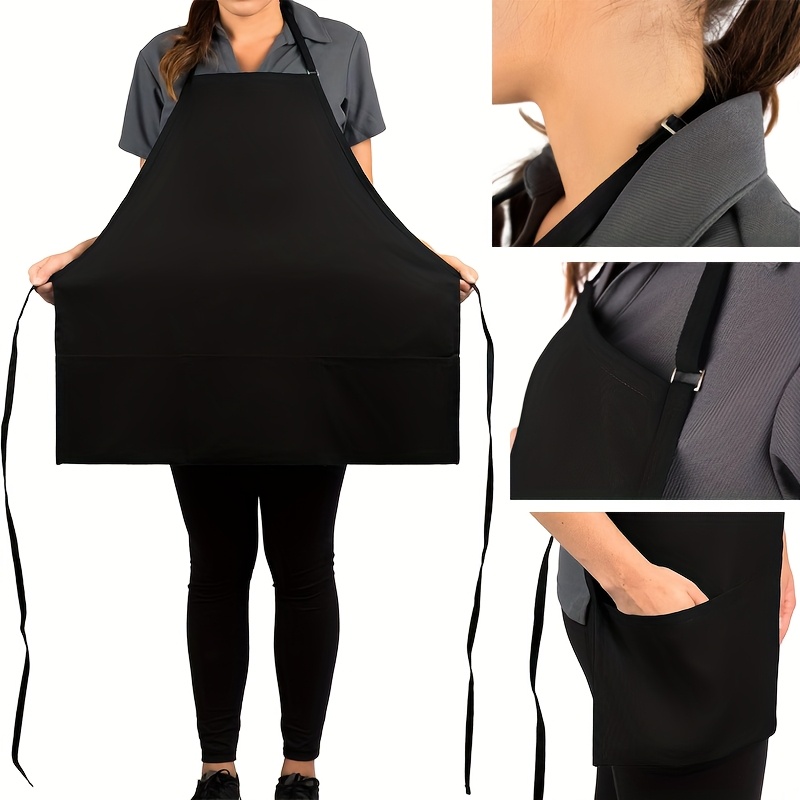 TEMU A Solid Color Adjustable Apron With 3 Pockets, Suitable For Men And Women, Washable For Kitchen Cooking, Painting, And Grilling (black)