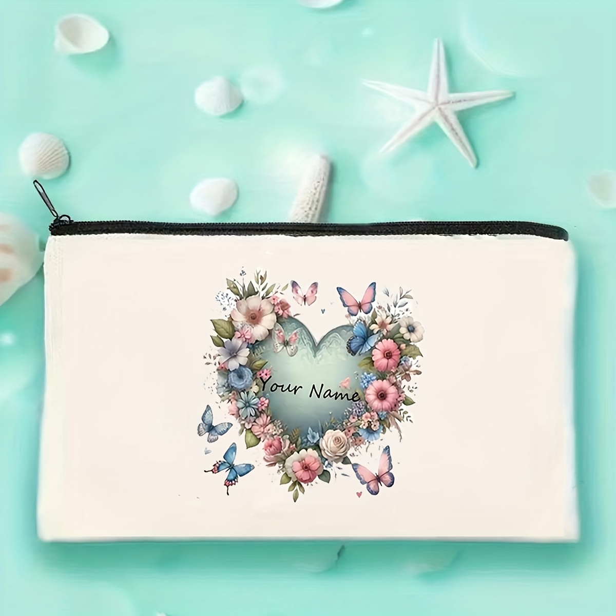 TEMU Customized Floral Themed Design Elements, Adorable Makeup Bag, Durable Large Capacity For Storing Medications, Suitable For Parties, Travel, And
