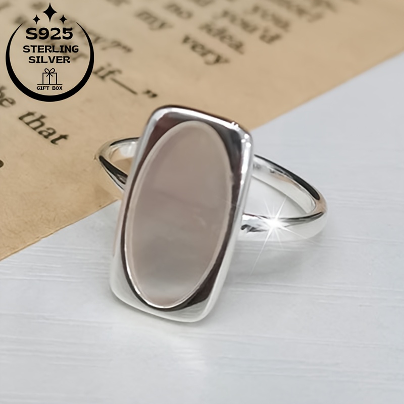 925 Sterling Silver Adjustable Faux Jade Inlay Ring