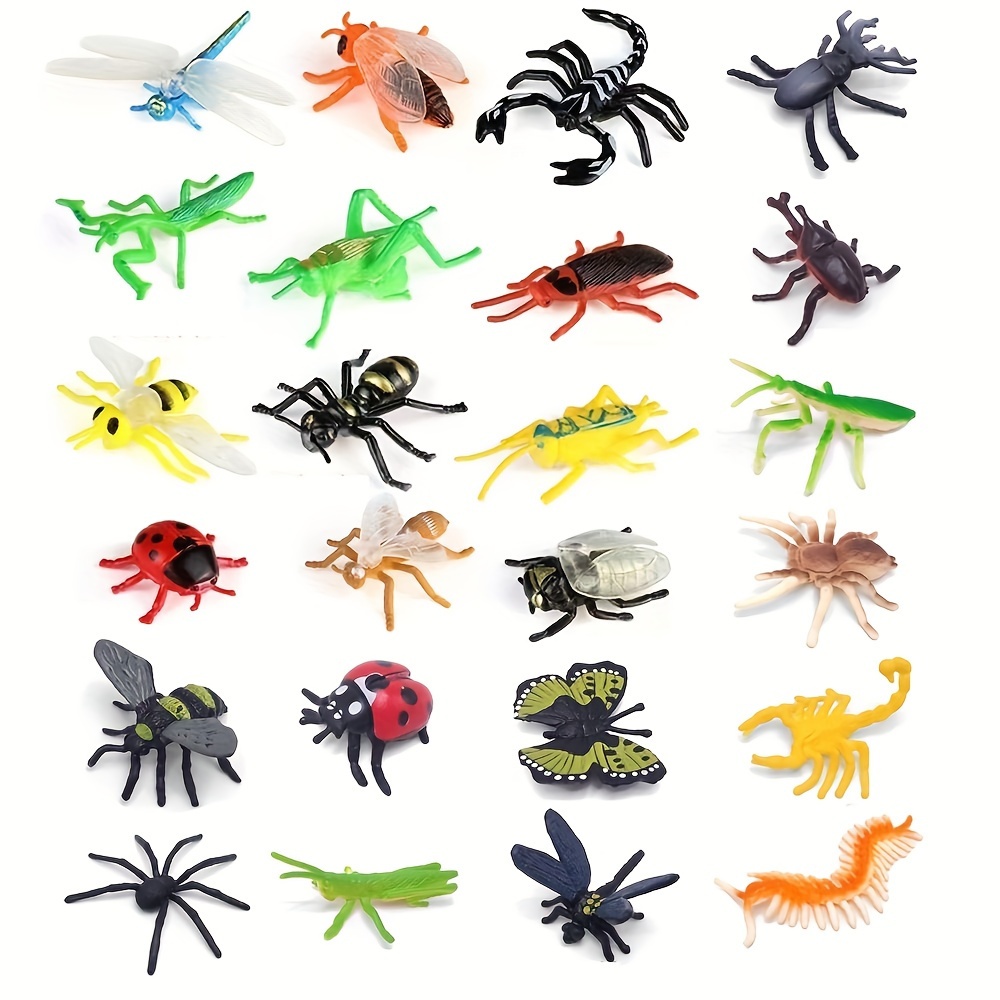 

24pcs Miniature Insect Toy Set For - Educational Science Spiders, Ladybugs, Dragonflies & - , Pvc