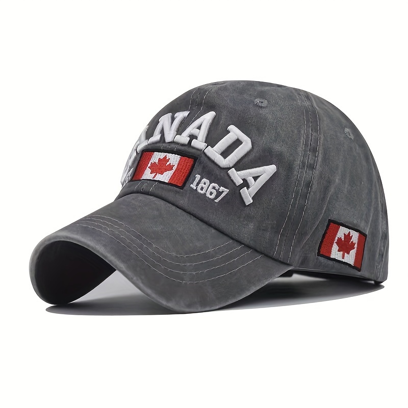LOCOMO Men Women Canada EST 1945 Baseball Cap Embroidered Toronto Maple  Leaf Fishing Hat Bill Brim Black