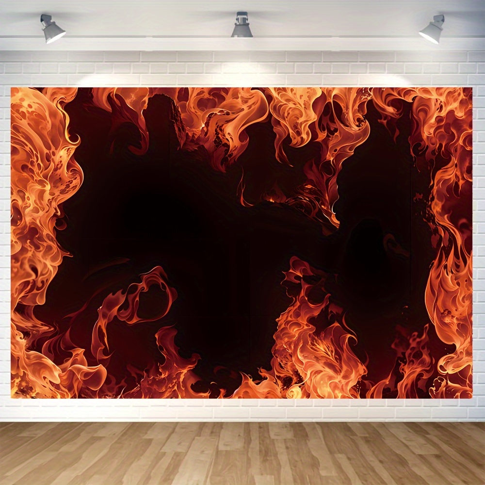 

1pc, Roaring Flames Black Poster Vinyl Backdrop - Great For Artistic Photos, Wall Sign Photos, Great For Photography, Holiday Party Supplies, Decoration - Art Themes - Available In 2 Sizes.