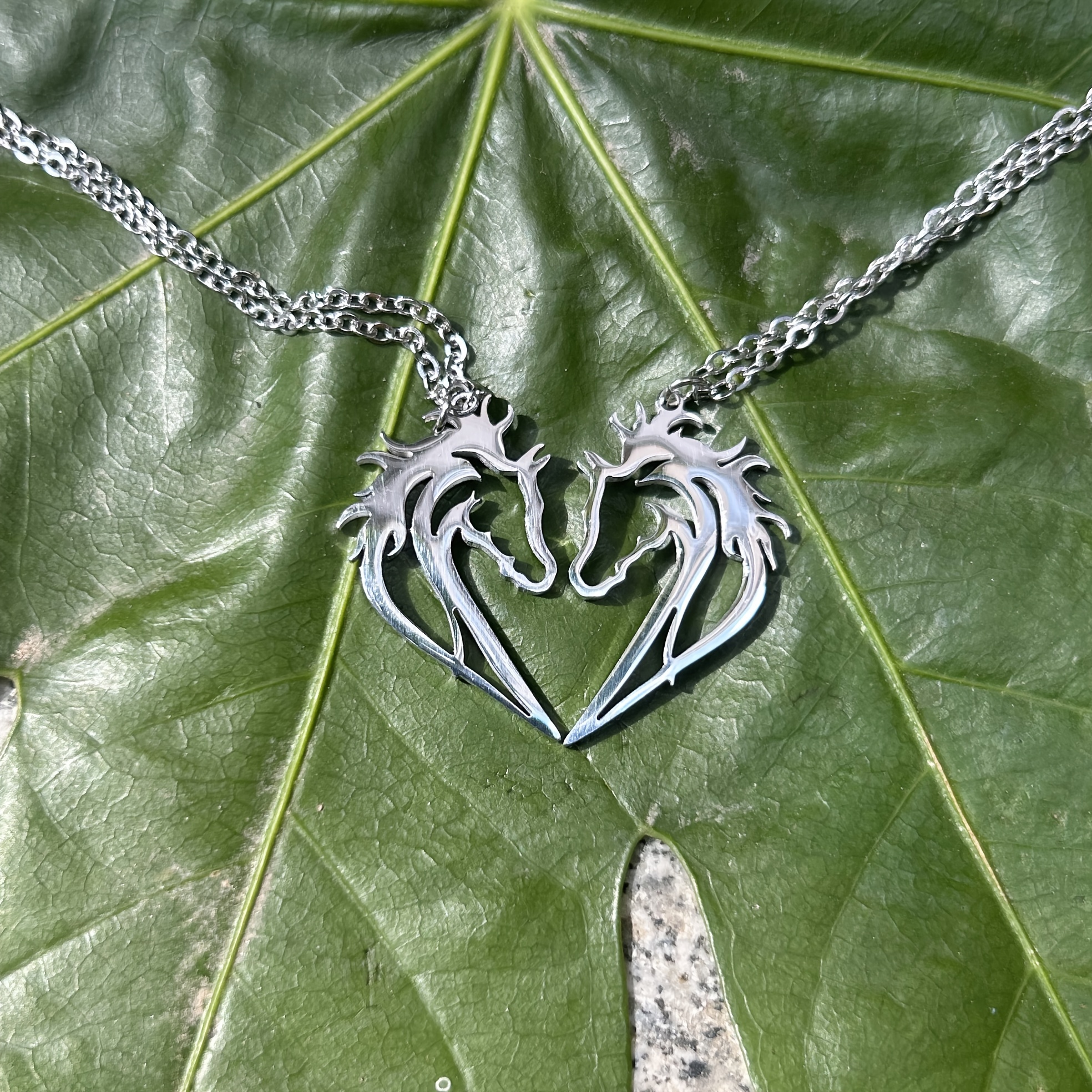 matching horse couple necklace best friend matching heart Temu