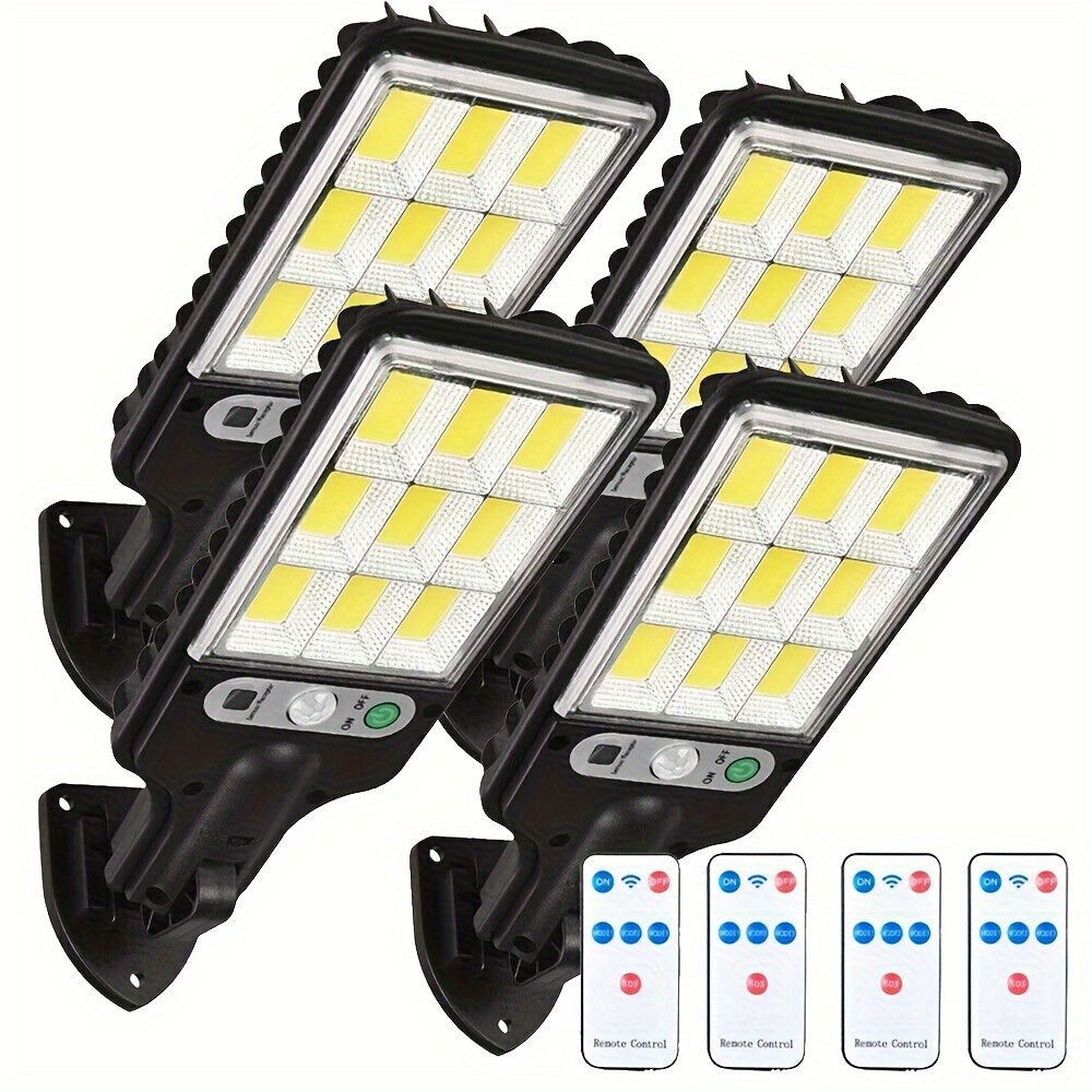 8/6/4/2/1 Outdoor Solar 108cob Sensor Street Light, Human Sensor Light, Remote Control Wall Light Ip65, 3 Lighting , For Garden, Courtyard, Roadway, Porch, Garage Door Security Light, 5w