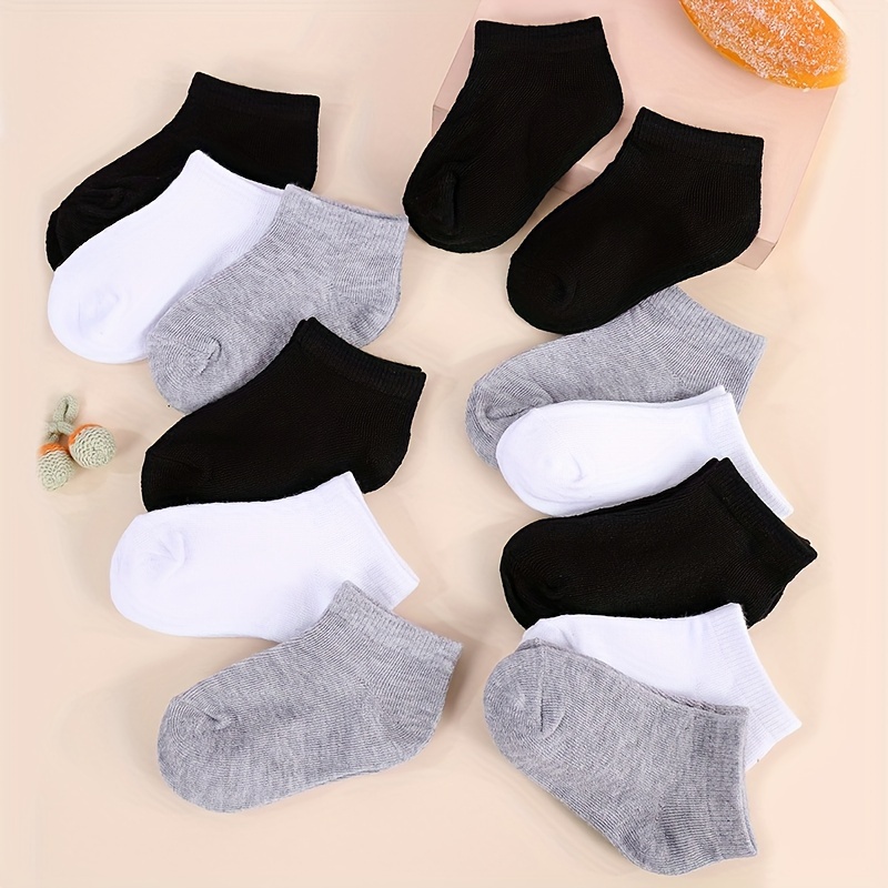 

16 Pairs Of Toddler's Solid Low-cut Ankle Socks, Soft Comfy Cotton Blend Children's Socks For Boys Girls All Seasons Wearing