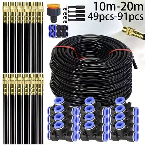 49pcs 91pcs automatic universal brass atomizing nozzle set 5 8mm garden atomizing irrigation cooling humidifier adjustable nozzle suitable for lawns lawn automatic drip irrigation system potted plant greenhouse 10m 20m