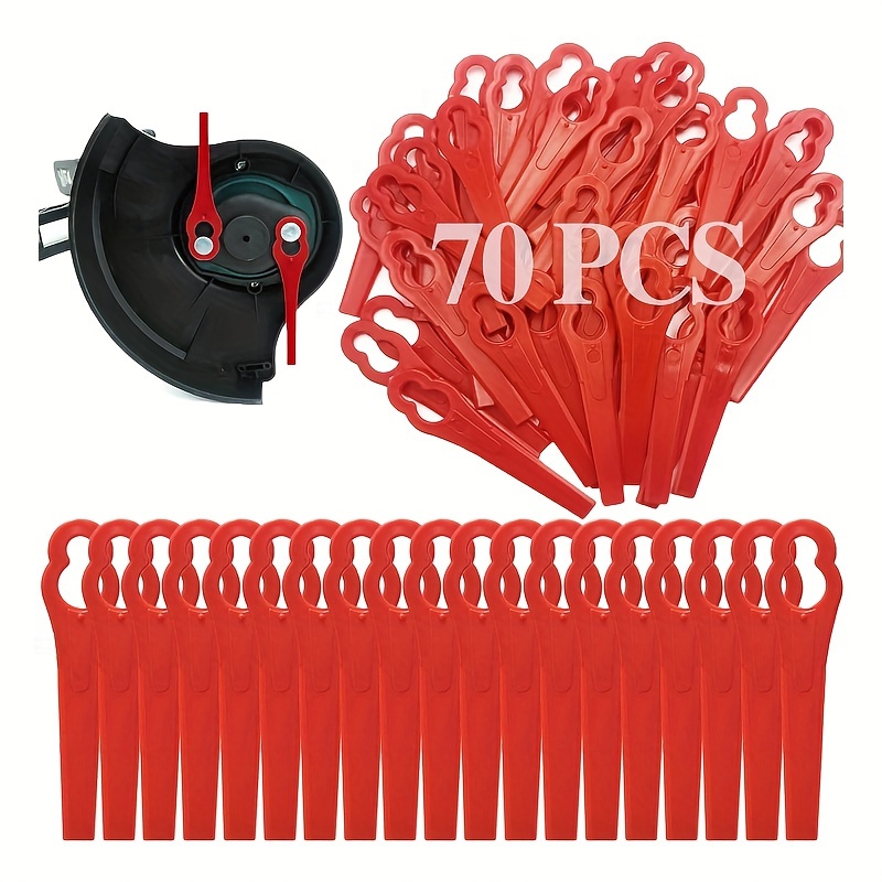 

70pcs Plastic Trimmer Blades, Red Lawn Mower Replacement Blades, Compatible With Polycut 2-2 Cordless Grass Cutters, Durable Garden & Lawnmower Accessories