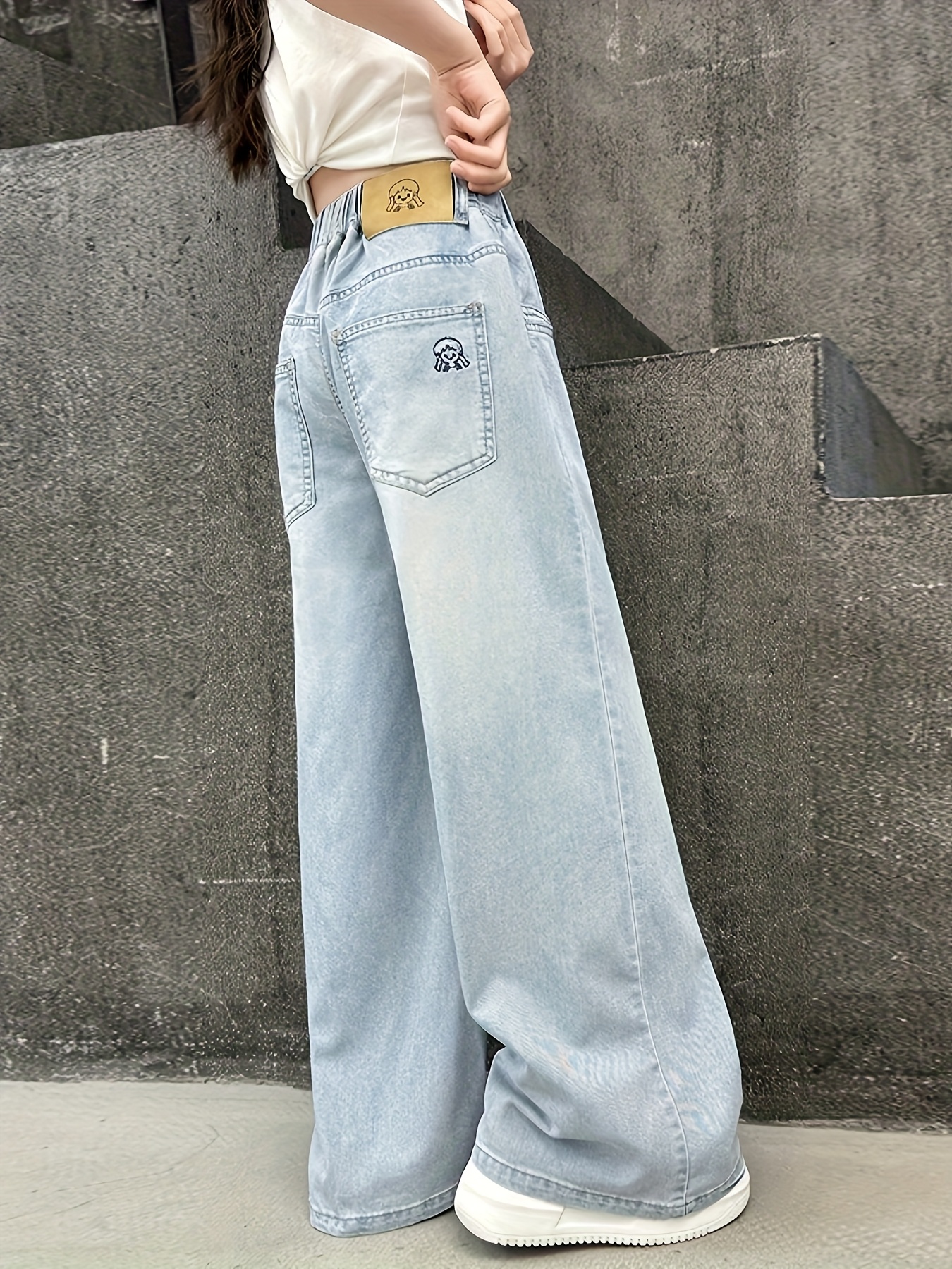 girls' summer lightweight stretch elastic waistband denim