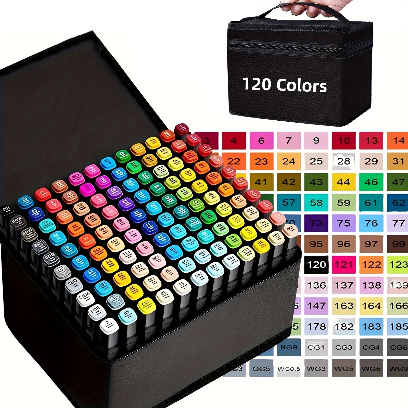 

120 Colors Art Markers, Markers Dual Tip Markers For Adult Sketching, Drawing, Card Making,coloring Illustrations With Travel Case Great Gift Idea