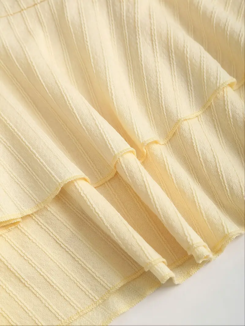 womens beach party vacation dress elegant neck with metallic accent layered ruffle hem lightweight yet a line mini machine washable by orchidlan resort wear design stylish detailing feminine fashion trendy women Product details 4