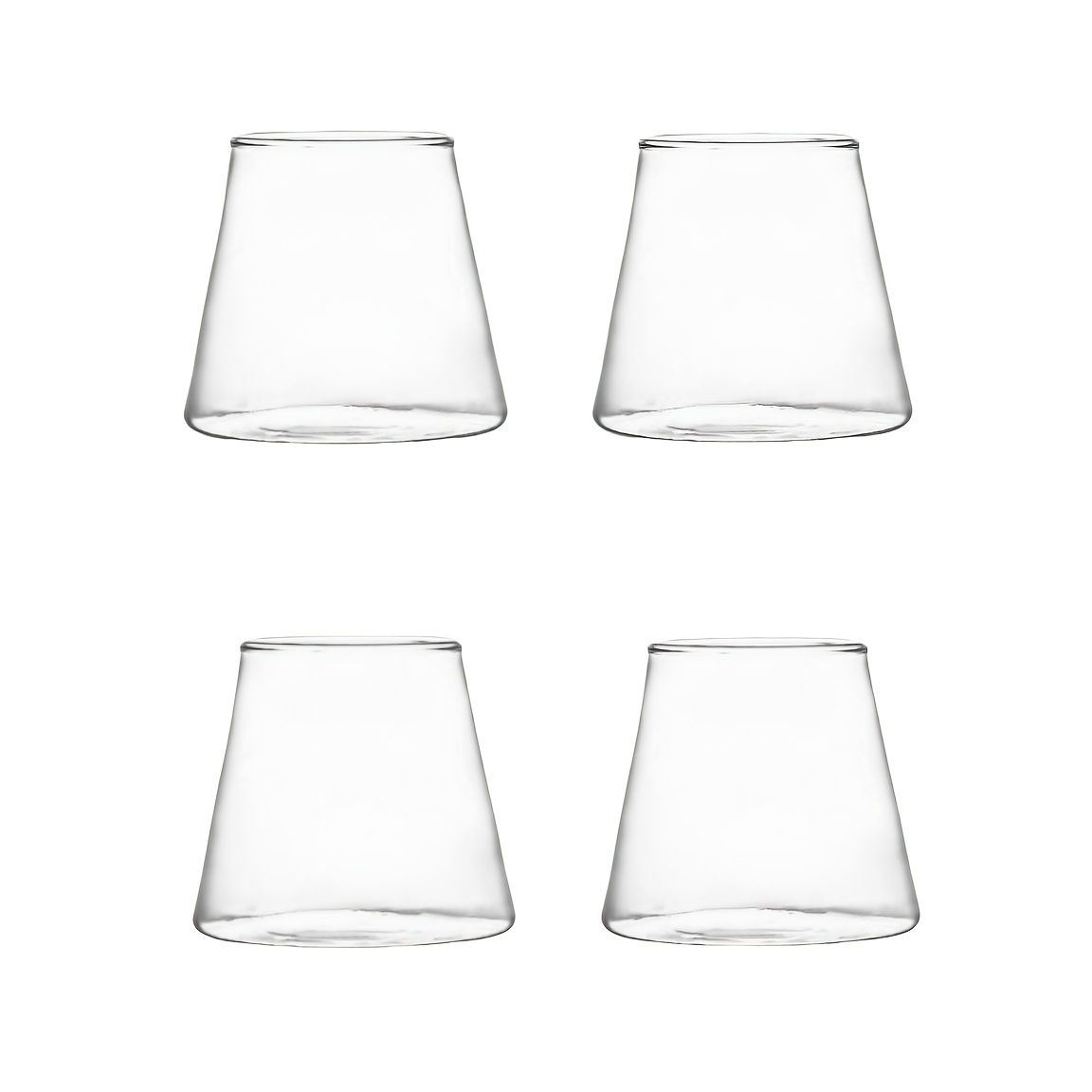 E-shop 4er-Set 350ml konische Gläser, aus transparentem Borosilikatglas, geeignet für Wasser oder Saft, ideal für den täglichen Gebrauch im Haushalt,