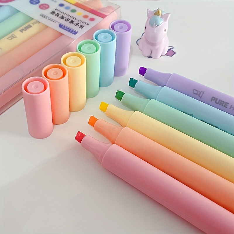 

6-pack Pastel Highlighter Pens Set - Quick Drying, Plastic, Non-toxic Markers For Adults & Students