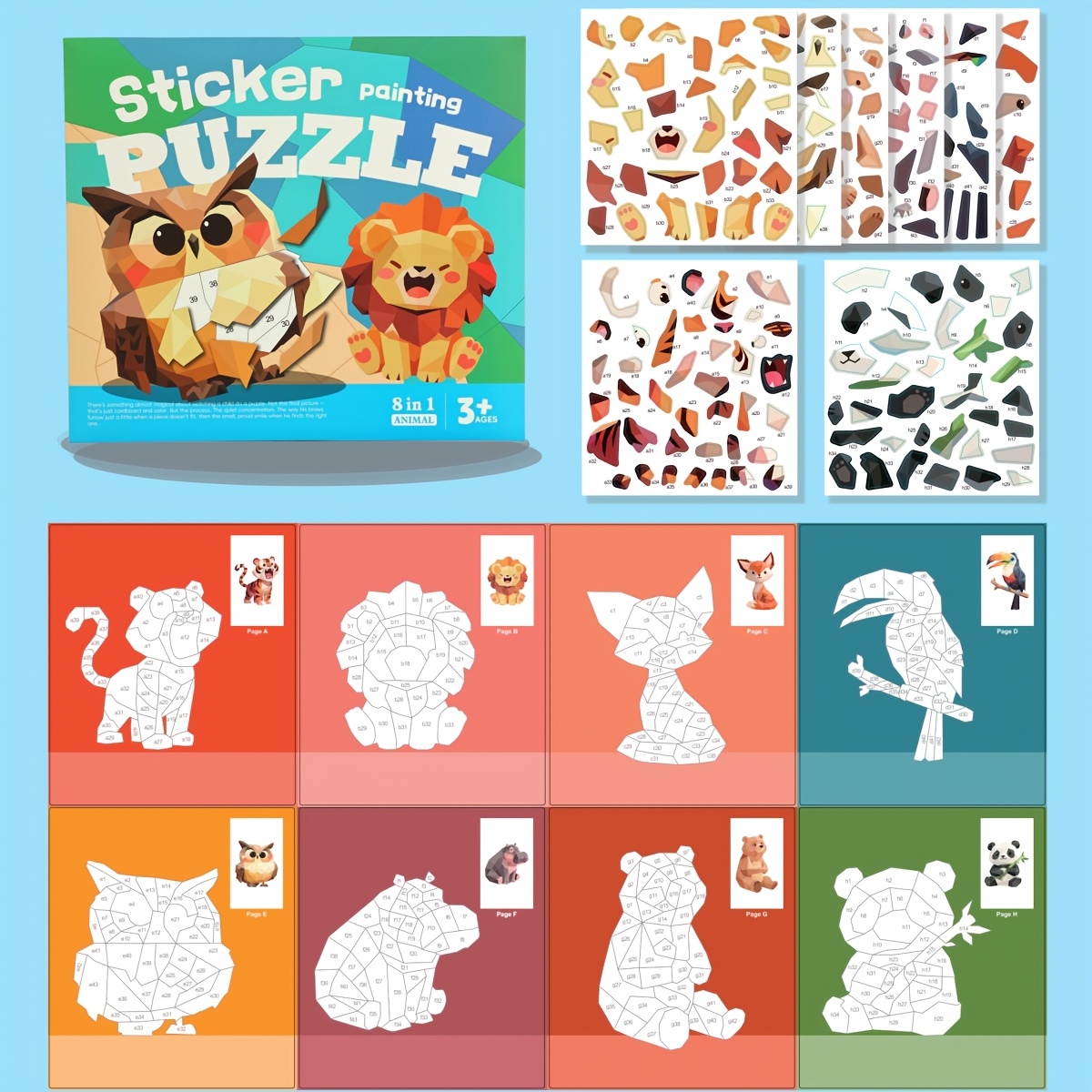 TEMU Art Collage 3D pour Enfants, Kit de Bricolage d'Autocollants à Soi-, Jouet Sensoriel STEAM, Art Amusant à Découper et à Coller sur le Thème des