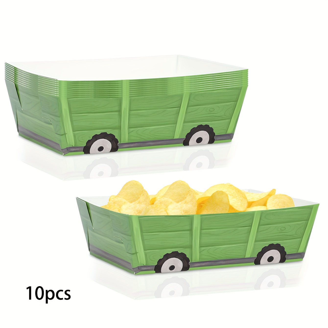 E-shop 10/ Stück Traktor Geburtstagsdeko Traktor Papier Servierplatten für Essen Snack Schüsseln Grüner Traktor Bauernhof Snack Süßigkeiten Hot Dog